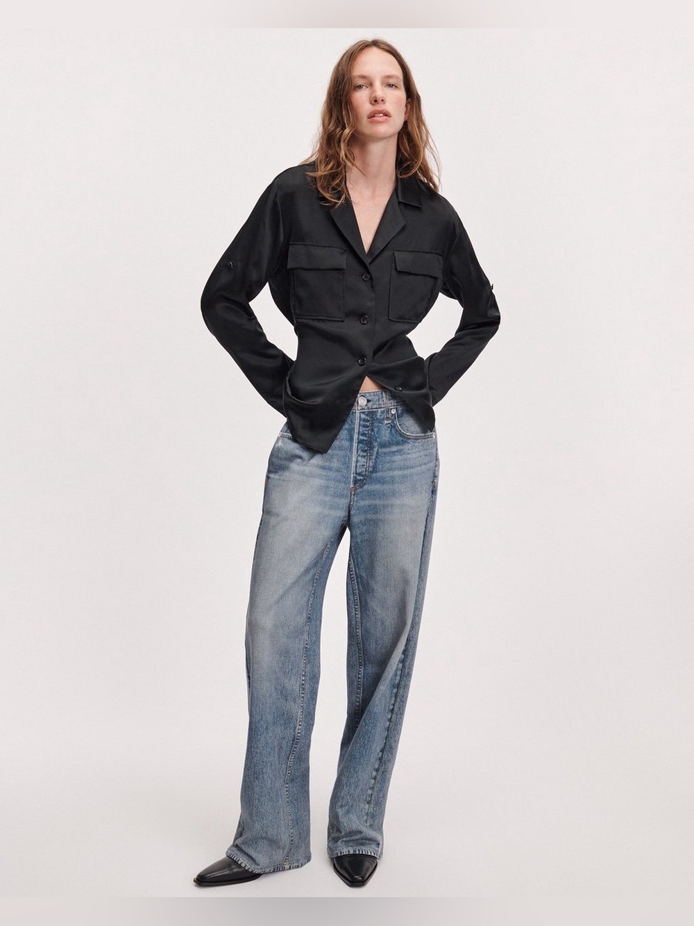 rag & bone Miramar Wide-Leg Pants Blue Size Large NWOT